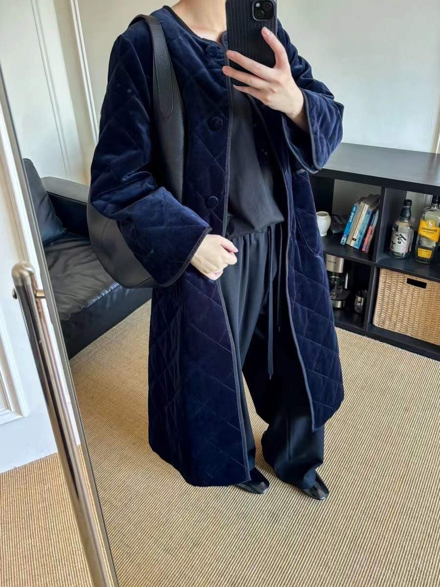 【212Bleecker Luxe】🖤 Velvet Quilted Long Coat（ベルベット・キルティング・ロングコート）