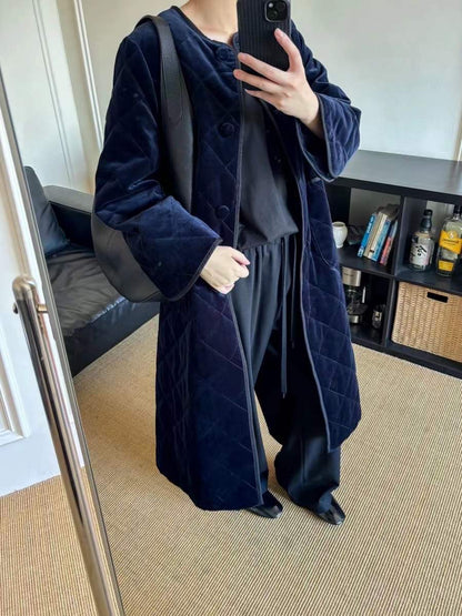 【212Bleecker Luxe】🖤 Velvet Quilted Long Coat（ベルベット・キルティング・ロングコート）