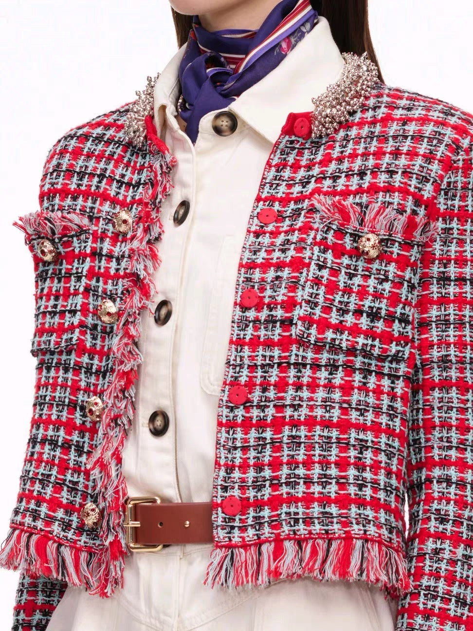 【212Bleecker Luxe】Ruby Bijou Tweed Jacket