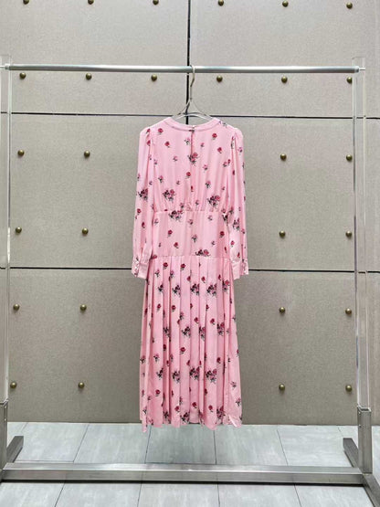 Elise Pink Floral Pleated Dress（エリス・ピンクフローラル・プリーツドレス）