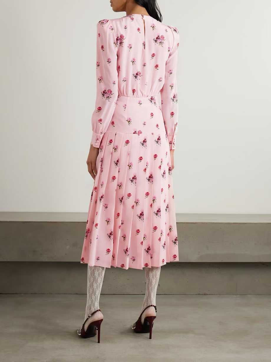 Elise Pink Floral Pleated Dress（エリス・ピンクフローラル・プリーツドレス）