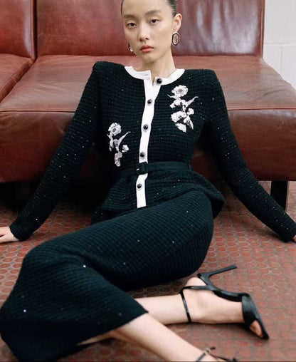 【212Bleecker Luxe】Isabelle Embroidered Knit Dress（イザベル・エンブロイダリー・ニットドレス）