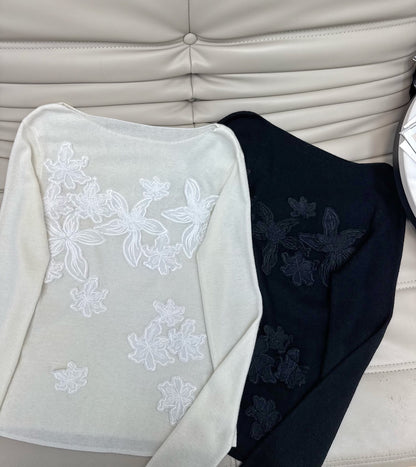 【212Bleecker Luxe】Solène Floral Embroidery Knit  （ソレーヌ・フローラルエンブロイダリーニット）