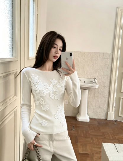 【212Bleecker Luxe】Solène Floral Embroidery Knit  （ソレーヌ・フローラルエンブロイダリーニット）