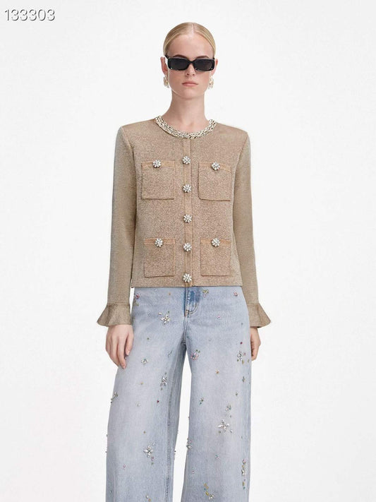 【212Bleecker Luxe】Elena Jewel Neck Knit Jacket（エレナ・ジュエルネック ニットジャケット）