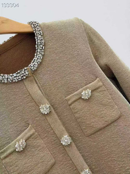 【212Bleecker Luxe】Elena Jewel Neck Knit Jacket（エレナ・ジュエルネック ニットジャケット）