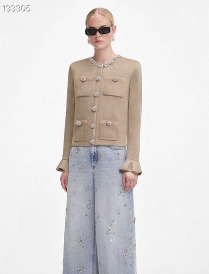 【212Bleecker Luxe】Elena Jewel Neck Knit Jacket（エレナ・ジュエルネック ニットジャケット）