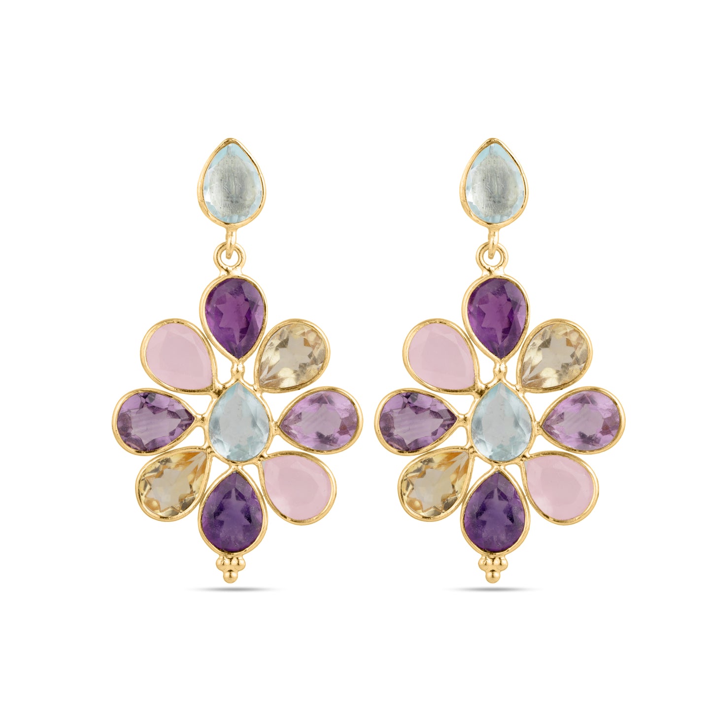 【PY spain】 Floral Mineral Earrings フローラルミネラルピアス