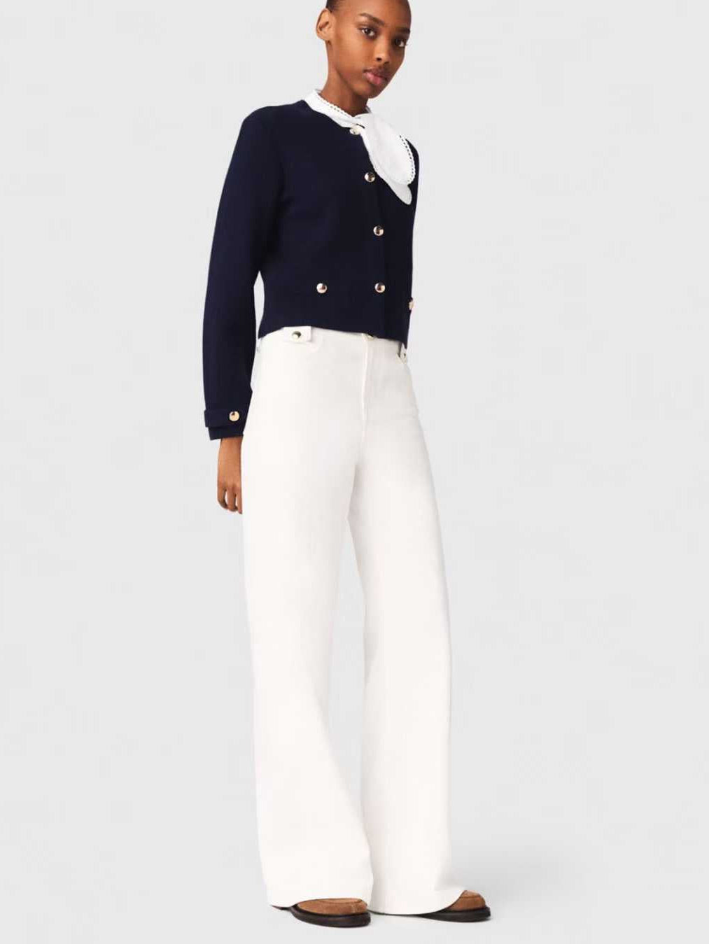 【212Bleecker Luxe】Madeleine Scarf Collar Knit Jacket（マドレーヌ・スカーフカラー ニットジャケット）