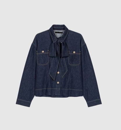【212bleecker】Gabrielle Bow Denim Color Shirt Jacket（ガブリエル・ボウ・シャツジャケット）
