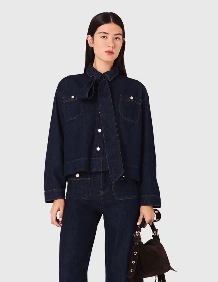 【212bleecker】Gabrielle Bow Denim Color Shirt Jacket（ガブリエル・ボウ・シャツジャケット）