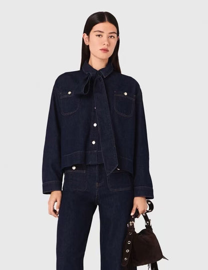 【212bleecker】Gabrielle Bow Denim Color Shirt Jacket（ガブリエル・ボウ・シャツジャケット）