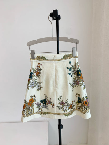 Evelyn Floral Linen Skirt（エヴリン・フローラル・リネン・スカート）