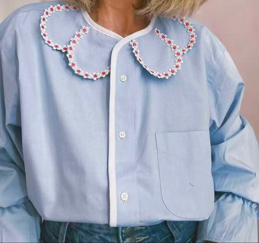 Margot Embroidered Collar Blouse（マルゴ エンブロイダリー カラー ブラウス）