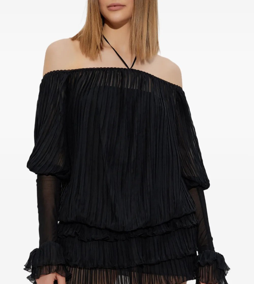 【212Bleecker Luxe】Silky Satin Off-Shoulder Blouse（シルキー・サテン・オフショルダー・ブラウス）