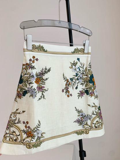 Evelyn Floral Linen Skirt（エヴリン・フローラル・リネン・スカート）