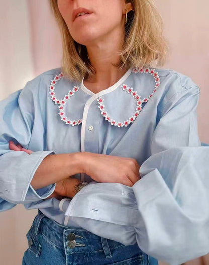Margot Embroidered Collar Blouse（マルゴ エンブロイダリー カラー ブラウス）