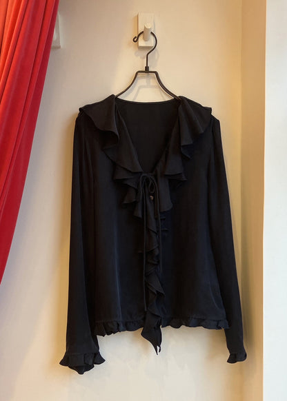 【212bleecker】 Lemon black hingy blouse／ラッフルリボンブラウス