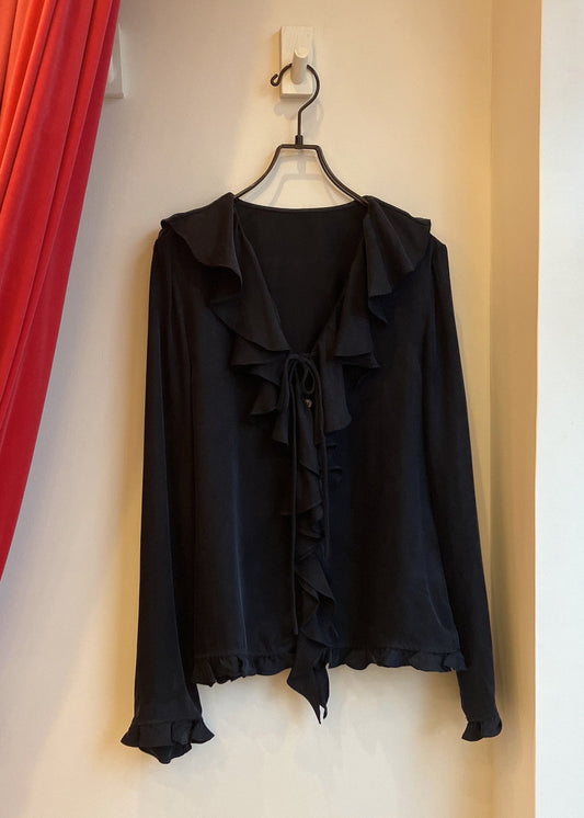 【212bleecker】 Lemon black hingy blouse／ラッフルリボンブラウス