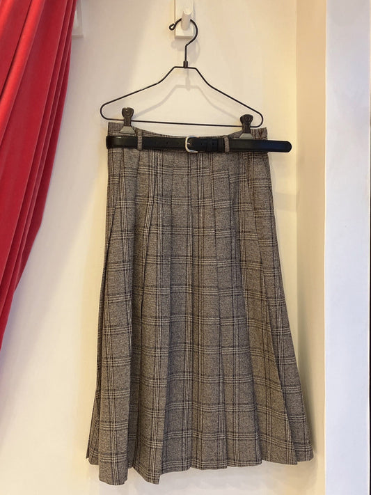 【212bleecker】DOOR check skirts／グレンチェック・ボックスプリーツスカート（ベルト付き）