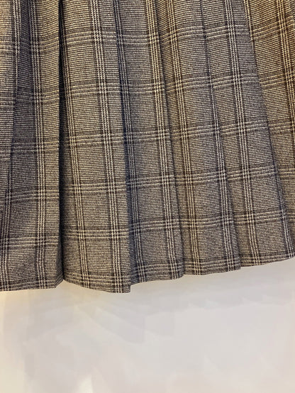 【212bleecker】DOOR check skirts／グレンチェック・ボックスプリーツスカート（ベルト付き）