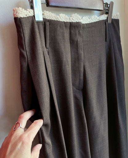 【212Bleecker Luxe】Gabrielle Dark Brown Wide Pants（ガブリエル・ダークブラウン・ワイド・パンツ）