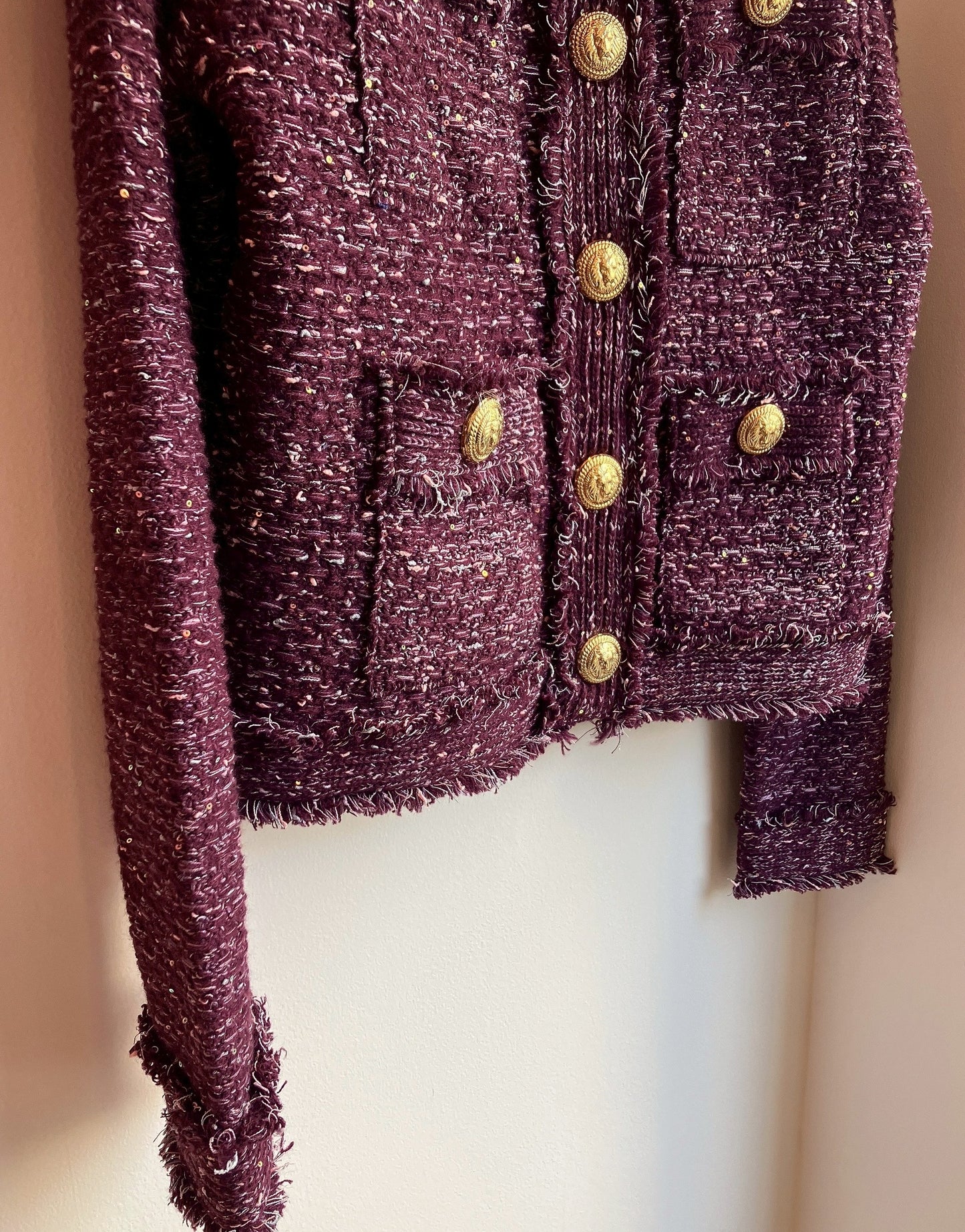 【212Bleecker Luxe】💜 Medallion Button Tweed Knit Jacket（メダリオン・ボタン・ツイード・ニットジャケット）