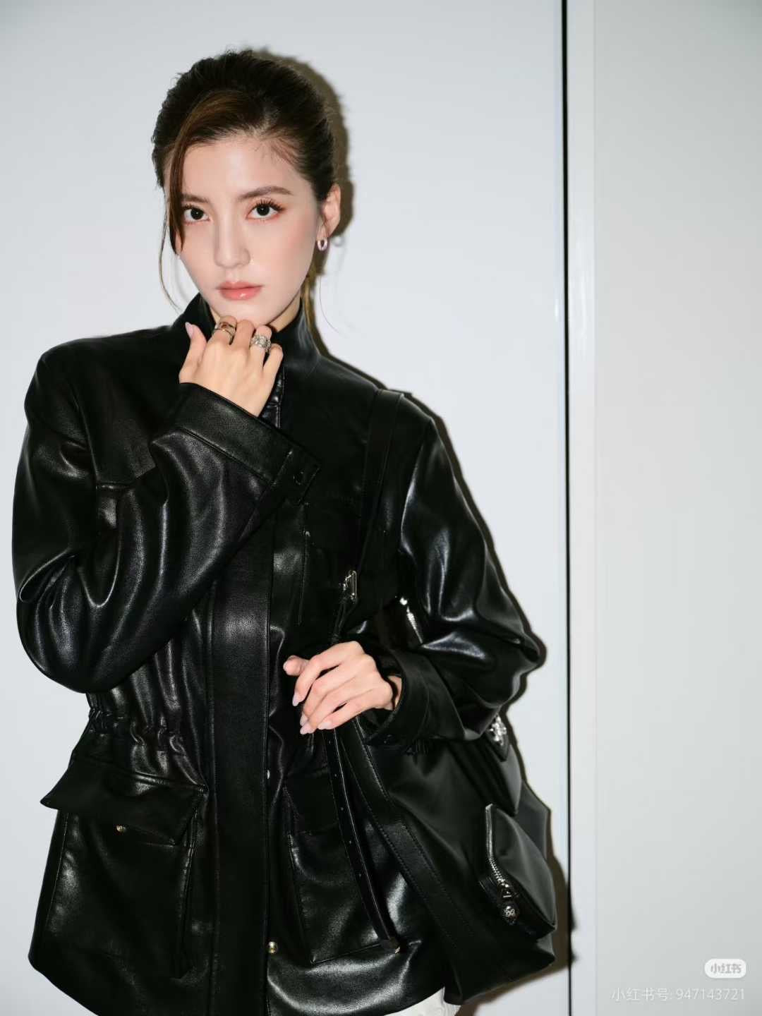 【212Bleecker Luxe】Claudia Black Faux Leather Field Jacket