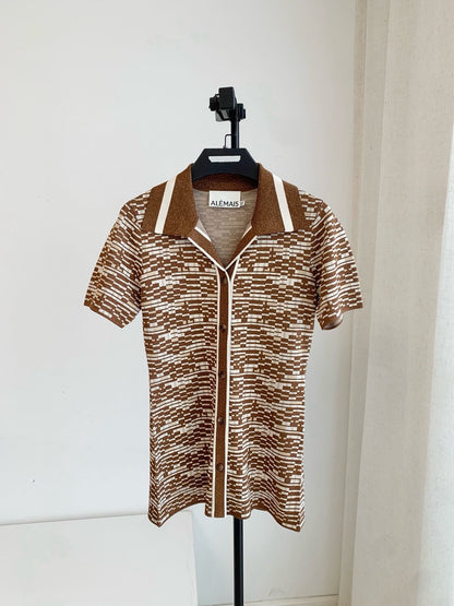 【212Bleecker Luxe】Margot Mosaic Knit Polo