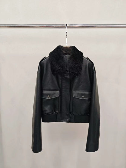 【212Bleecker Luxe】Noemi Faux Leather Short Jacket（ノエミ・ファー レザー ショート ジャケット）