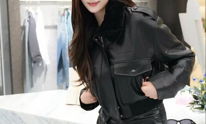 【212Bleecker Luxe】Noemi Faux Leather Short Jacket（ノエミ・ファー レザー ショート ジャケット）