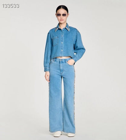 【212Bleecker Luxe】Alba Jewel Collar Denim Shirt（アルバ ジュエルカラー デニムシャツ）