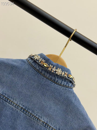 【212Bleecker Luxe】Alba Jewel Collar Denim Shirt（アルバ ジュエルカラー デニムシャツ）