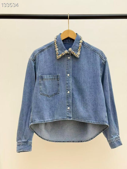 【212Bleecker Luxe】Alba Jewel Collar Denim Shirt（アルバ ジュエルカラー デニムシャツ）