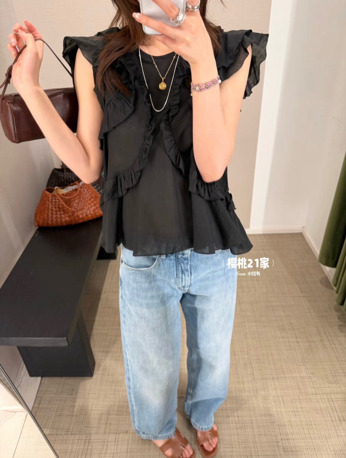 【212Bleecker Luxe】Vera Sheer Ruffle Top（ヴェラ シアー ラッフル トップ）