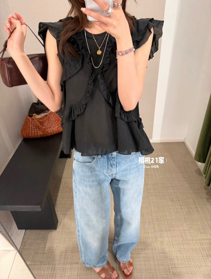【212Bleecker Luxe】Vera Sheer Ruffle Top（ヴェラ シアー ラッフル トップ）