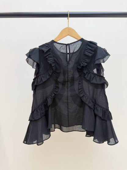 【212Bleecker Luxe】Vera Sheer Ruffle Top（ヴェラ シアー ラッフル トップ）