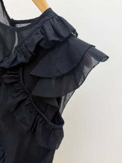 【212Bleecker Luxe】Vera Sheer Ruffle Top（ヴェラ シアー ラッフル トップ）