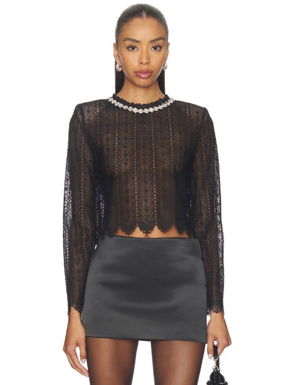 【212Bleecker Luxe】Anaelle Bijou Lace Blouse（アナエル ビジュー レース ブラウス）