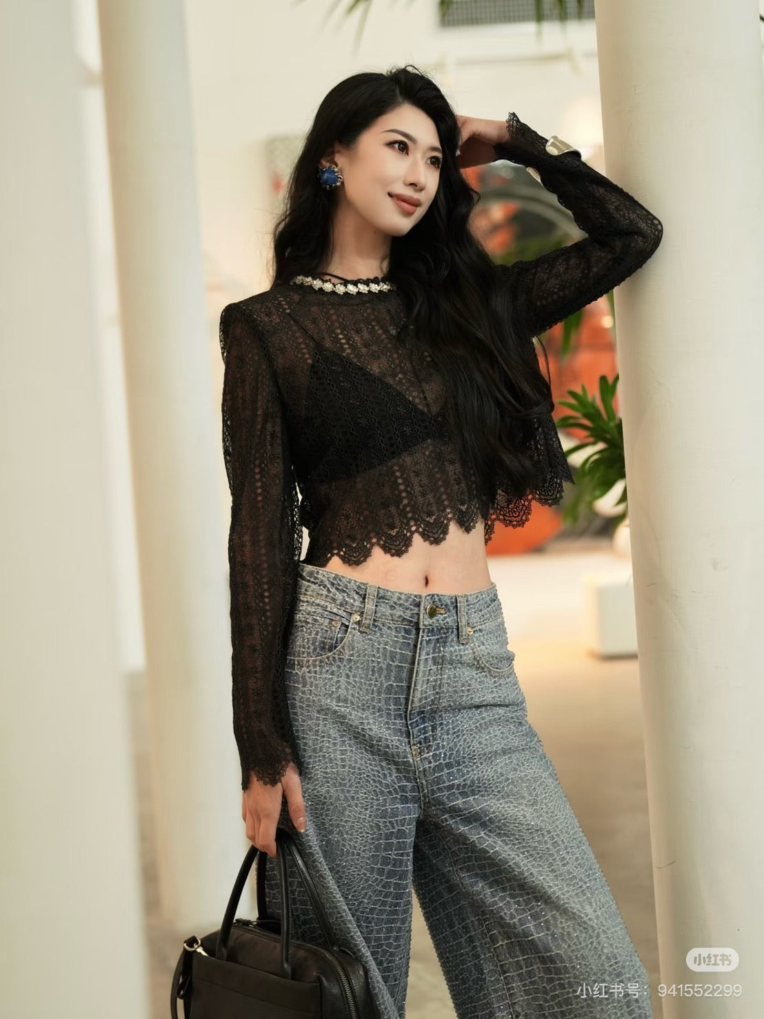 【212Bleecker Luxe】Anaelle Bijou Lace Blouse（アナエル ビジュー レース ブラウス）