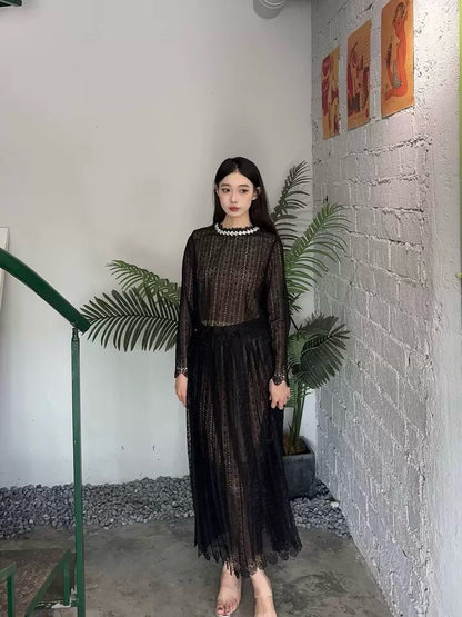 【212Bleecker Luxe】Anaelle Black Lace Skirt（アナエル ブラック レーススカート）