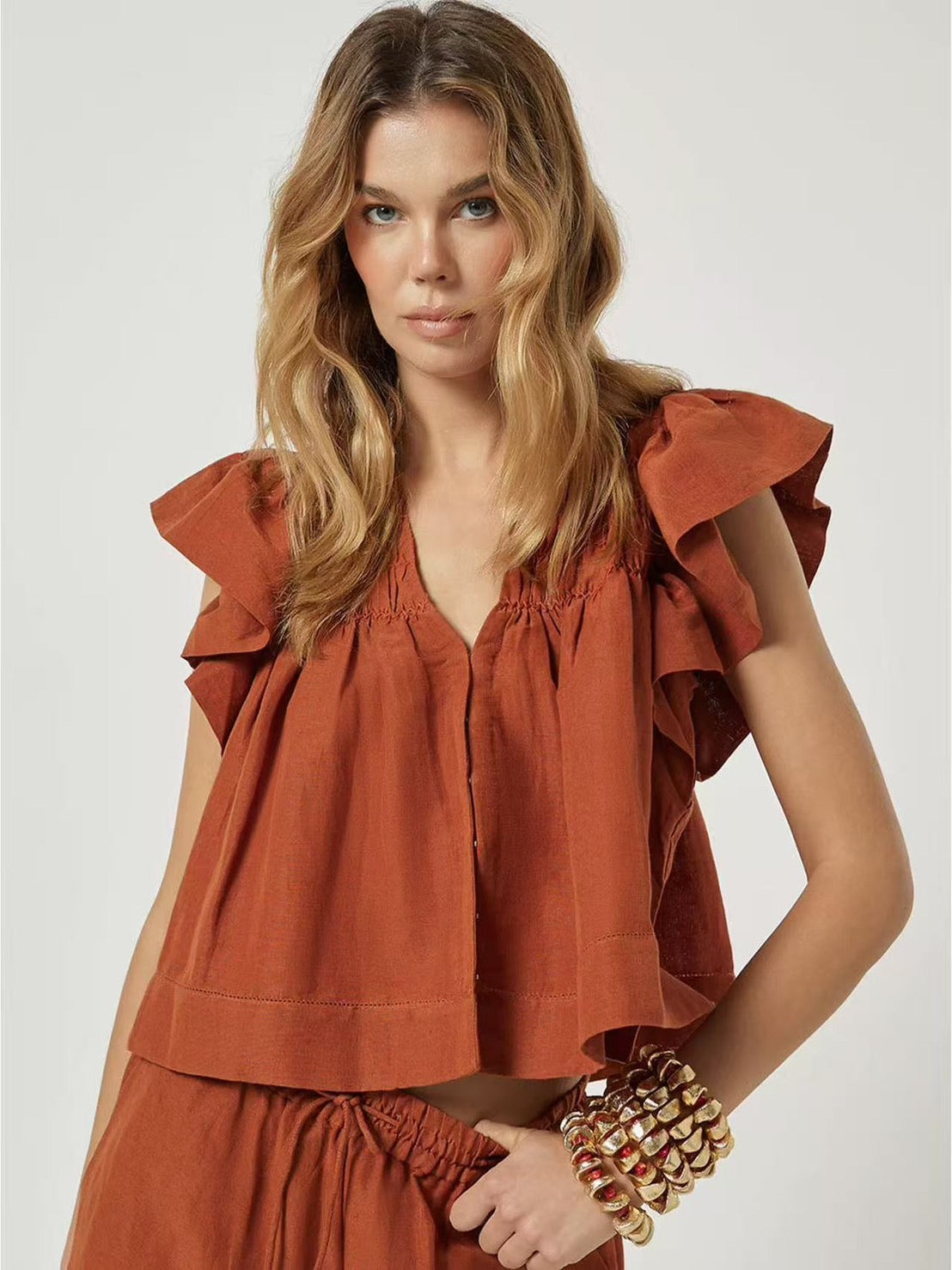 【212Bleecker Luxe】Mirelle Ruffle Blouse（ミレル ラッフルブラウス）