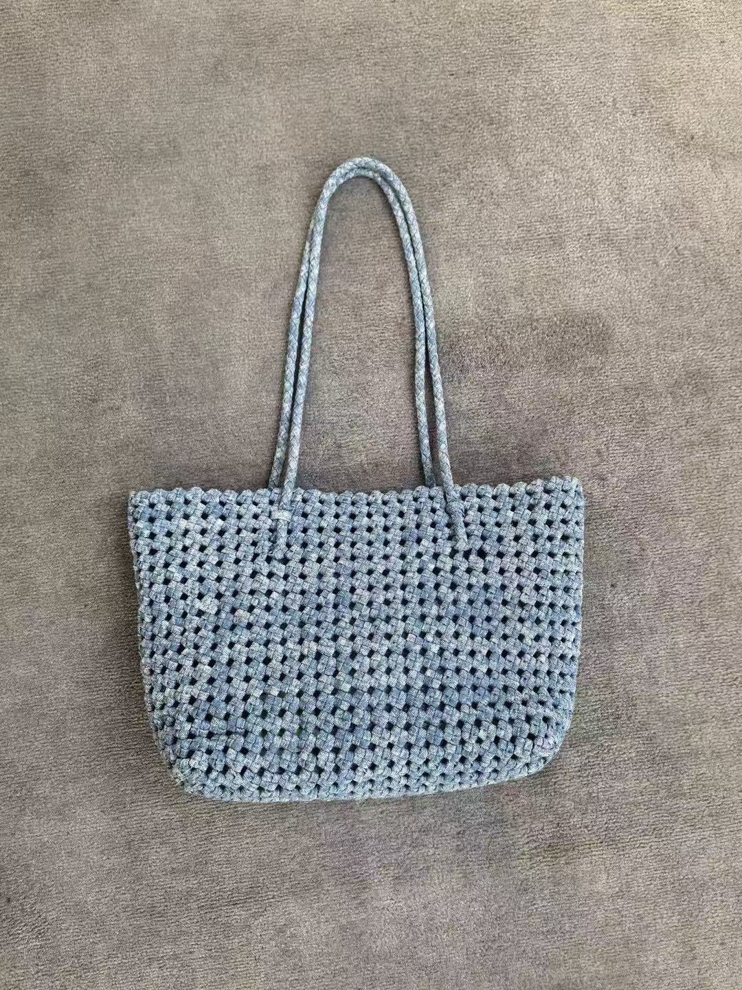 【212Bleecker Luxe】Lina Knit Tote Blue Bag