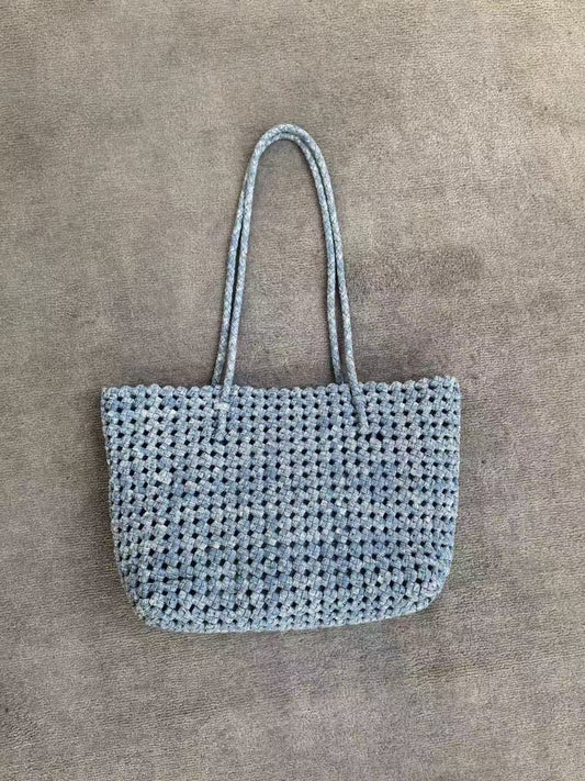 【212Bleecker Luxe】Lina Knit Tote Blue Bag