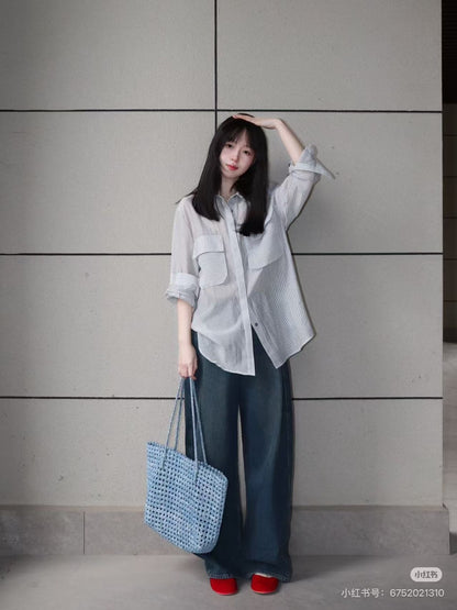 【212Bleecker Luxe】Lina Knit Tote Blue Bag