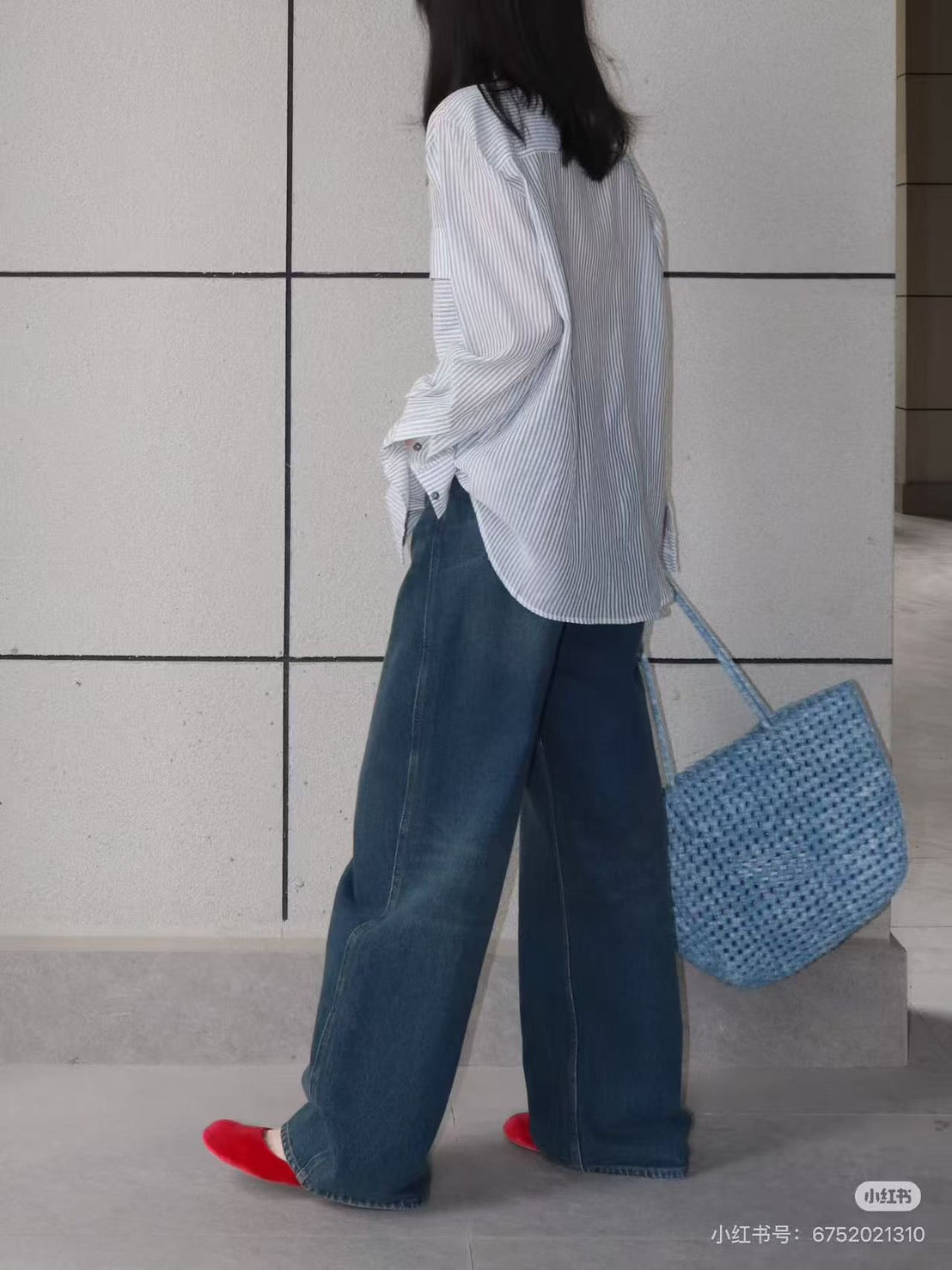 【212Bleecker Luxe】Lina Knit Tote Blue Bag