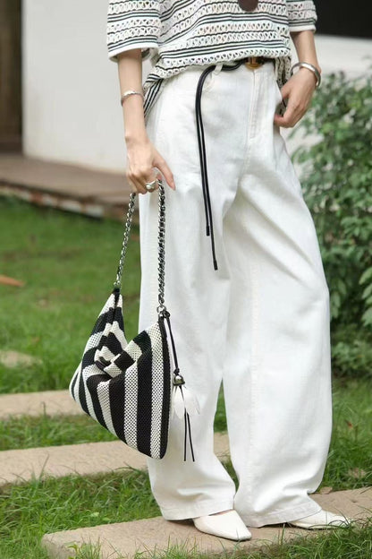 【212Bleecker Luxe】Elva Stripe Knit Bag