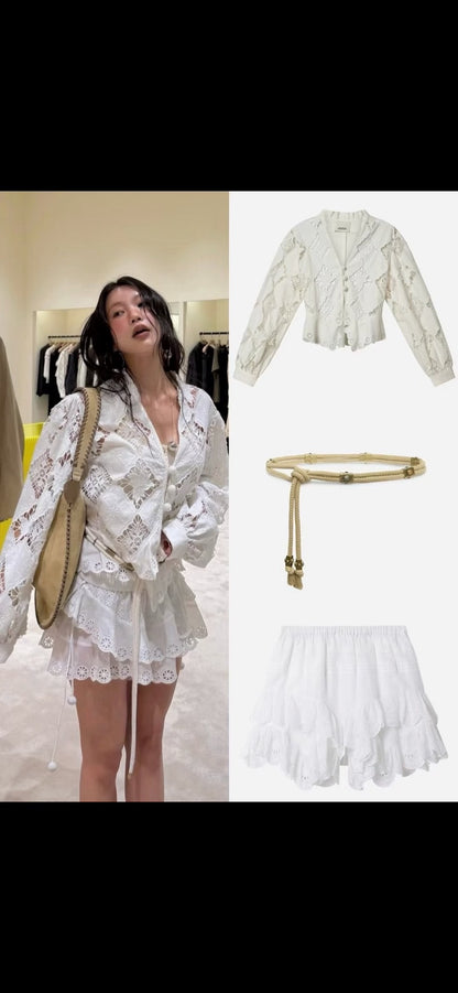【212Bleecker Luxe】Apolline Lace Peplum Blouse （アポリーヌ・レースペプラムブラウス）
