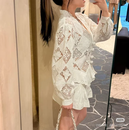 【212Bleecker Luxe】Apolline Lace Peplum Blouse （アポリーヌ・レースペプラムブラウス）