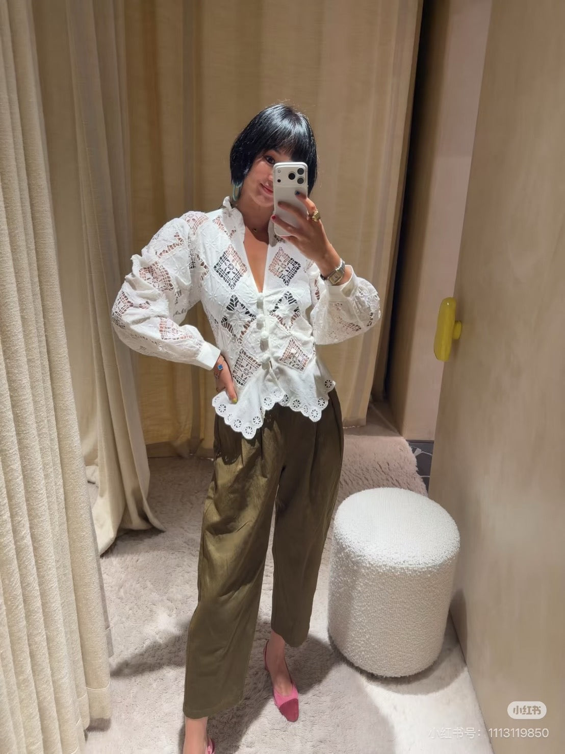【212Bleecker Luxe】Apolline Lace Peplum Blouse （アポリーヌ・レースペプラムブラウス）
